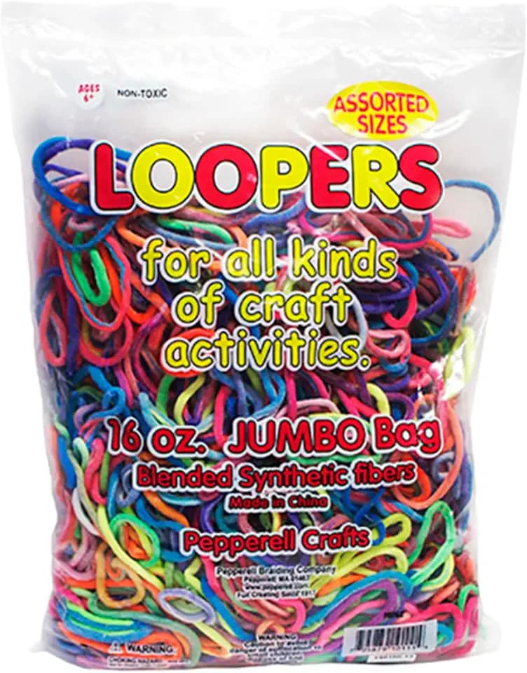 Pepperell Braiding Weaving Craft Loopers, Assorted Sizes and Colors, 1 Pound Bag
