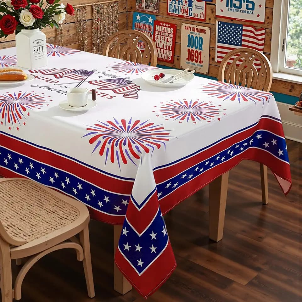 SASTYBALE 4th of July Tablecloth 60x102 Rectangle