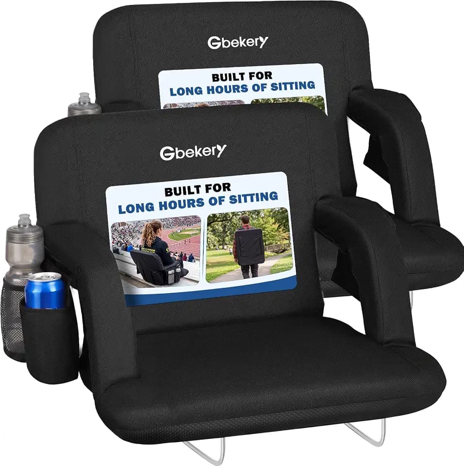 Gbekery 25” Extra Wide Stadium Seats with Back Support for Bleachers 2 Pack