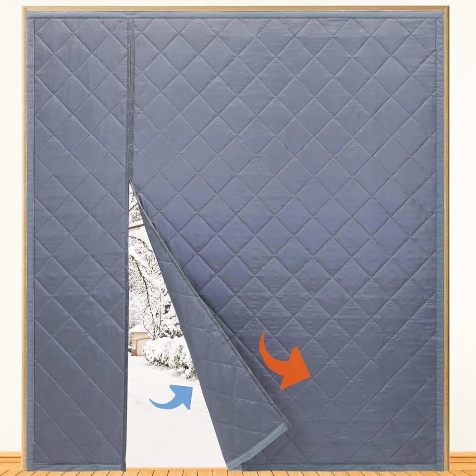 Reversible Wide Magnetic Thermal Insulated Door Curtain for Winter