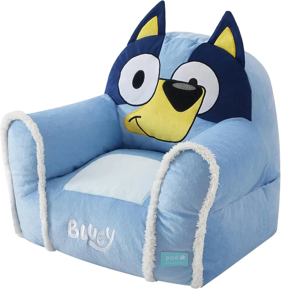 Bluey Kids Bean Bag Sofa Chair with Armrests,Soft, Comfortable, Structured Seat for Ages 3+, Lounge Chair, Lightweight and Cozy, Ideal for Playroom or Bedroom Decor