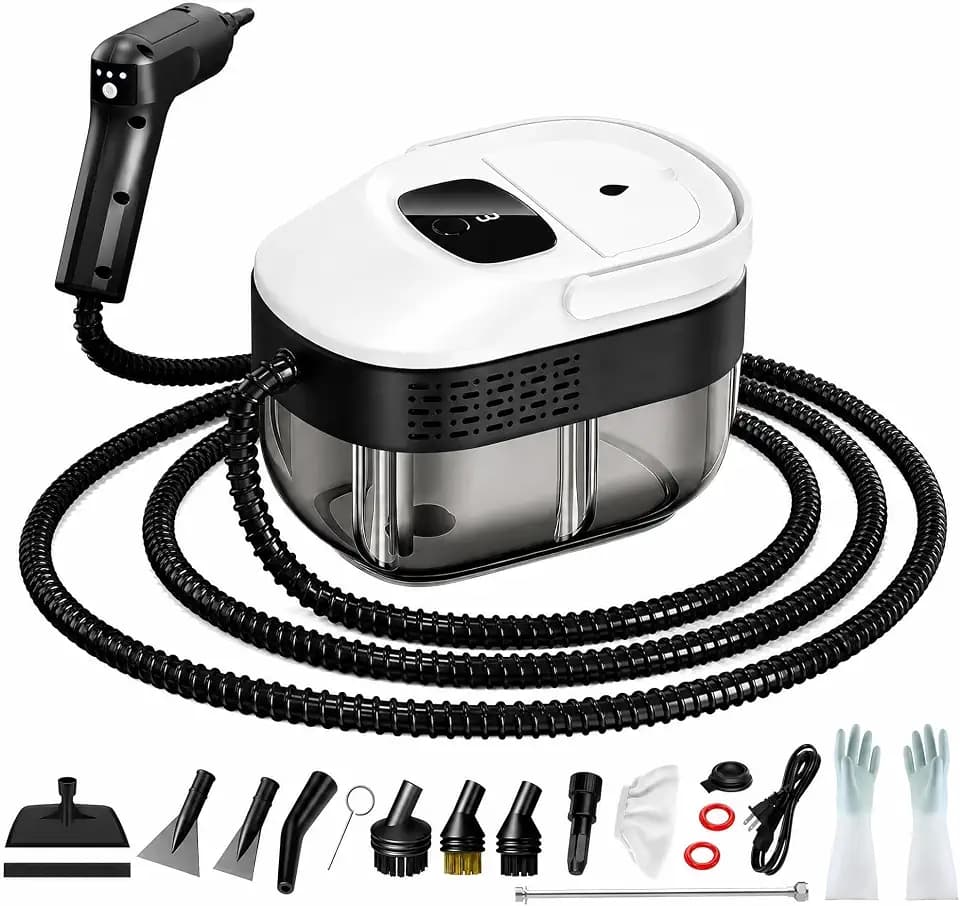 Portable Steam Cleaner for Home and Car, 15s Heat-Up, 15Pcs Accessories