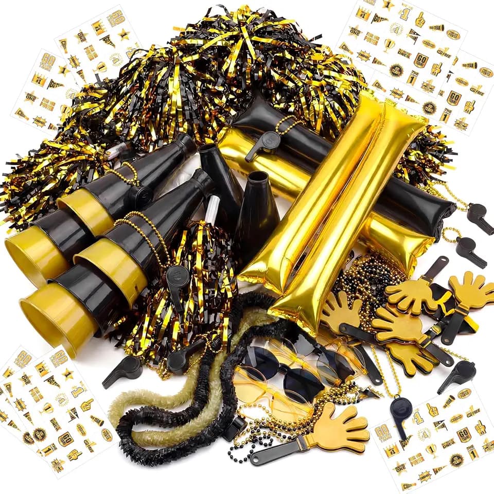 Soulchen 180 Pcs Black Gold Spirit Day Accessories School Spirit Items