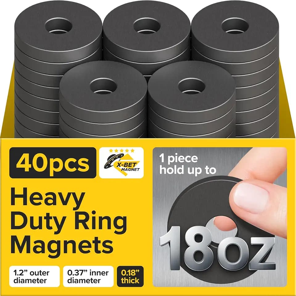 Strong Ceramic Ring Magnets, Countersunk Hole, 1.2x0.18 (30x4.5mm), 40 Pcs