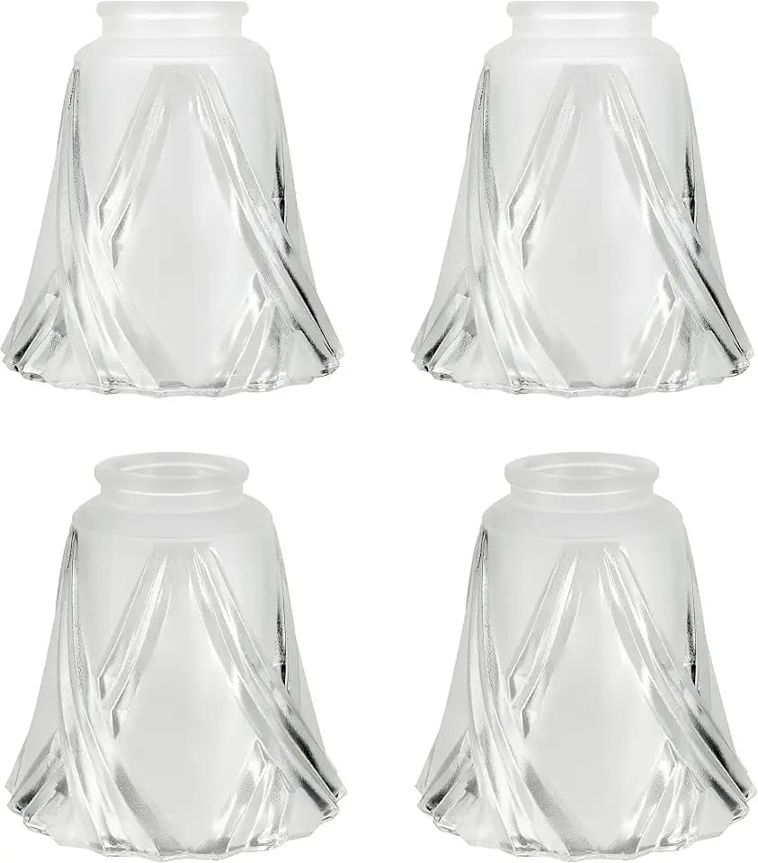 Aspen Creative 23124-4 Transitional Frosted & Clear Ceiling Fan Shade, 2-1/8" Fitter, 5" Diameter x 5-1/4" Height, 4 Pack Replacement Glass