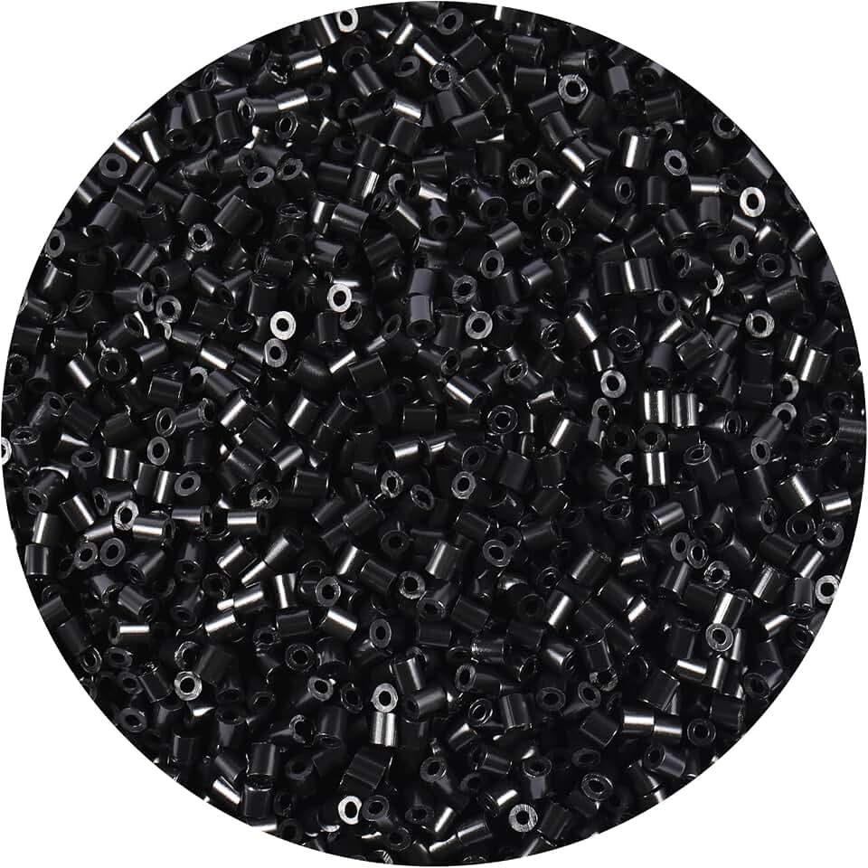 2.6mm 10000Pcs Loose Mini Fuse Beads Bulk Refill Kit Stress Relief Pixel Art 3D Craft Melting Beads for DIY Decor Crafts Creative Handmade Projects (Black)