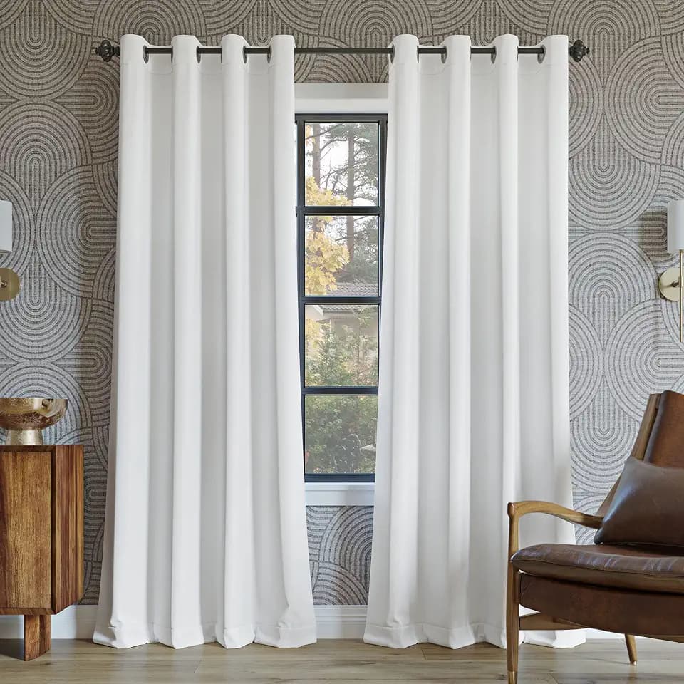 Sun Zero Nordic 2-Pack Theater Grade Noise Reducing Extreme 100% Blackout Grommet Curtain Panel Pair, 52" x 84, White