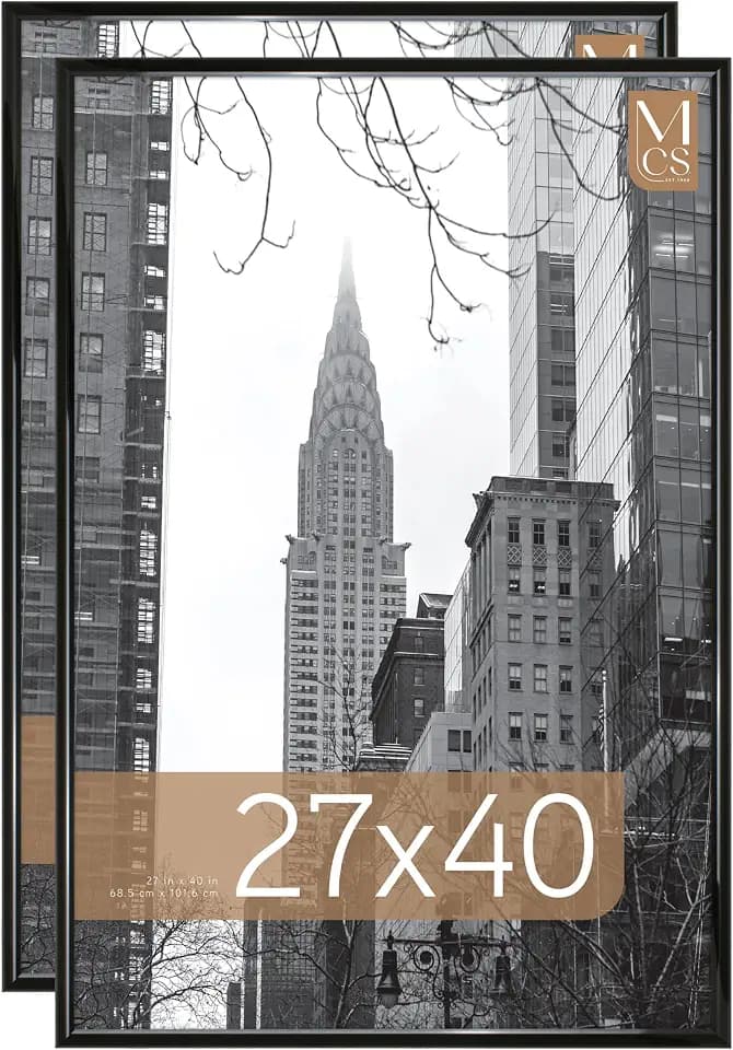 MCS Trendsetter Movie Poster Frame, 27x40, Black High-Gloss, 2-Pack