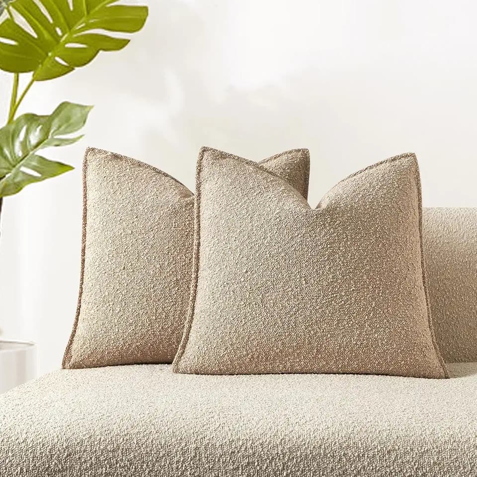 26x26 Pillow Covers Set of 2 Boucle Textured Throw Pillow Covers,Oatmeal