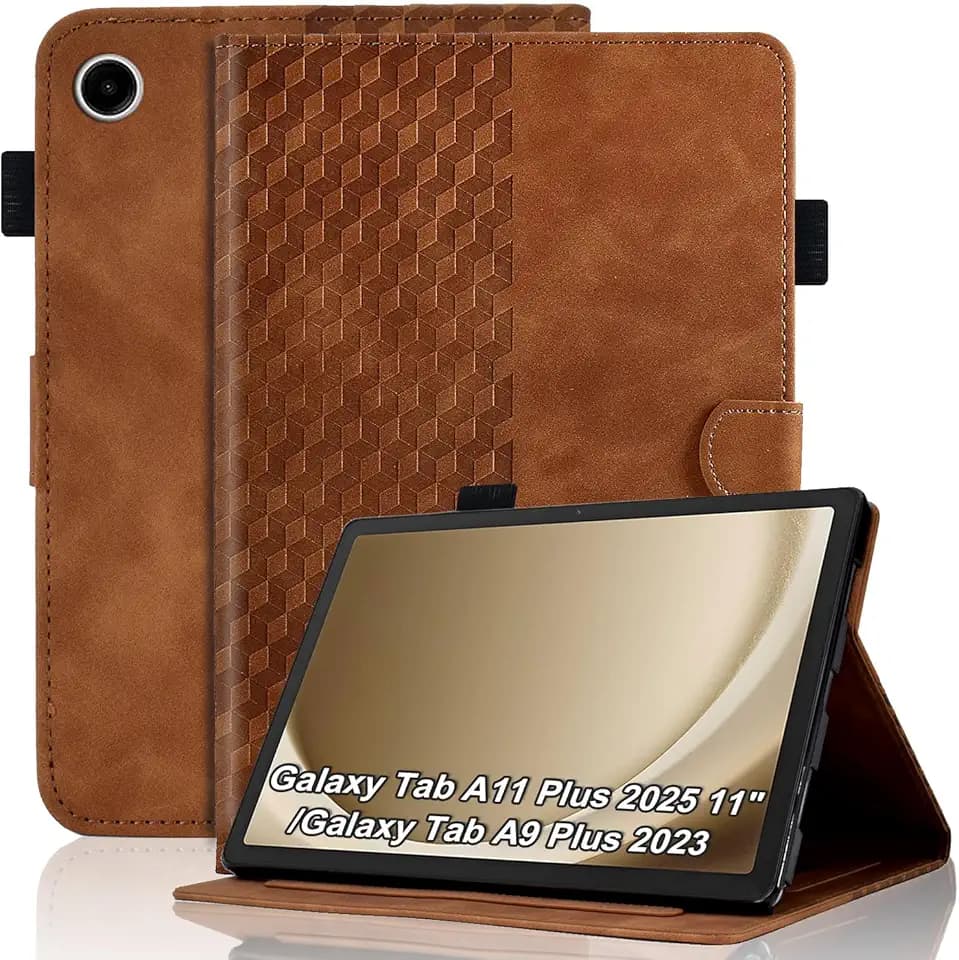 Hülle für Samsung Galaxy Tab A11 Plus 2025 (11 Zoll)/A9 Plus 2023 Schutz hülle SM-X210/X215/X216 Premium PU Ledertasche TPU Stoßfest Folio Case,Braun