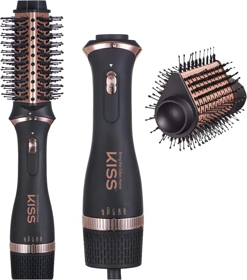 Kiss Volume Boosting Air Brush, Detachable Ceramic Waterdrop Shaped Brush Head, Maximum Root Boosting Hair Dryer, 4 Heat Settings, Tangle-Free Bristles, 360° Swivel Cord