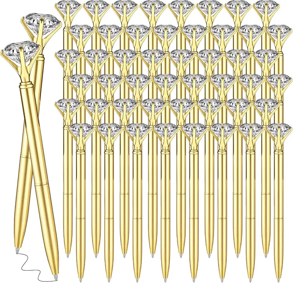 Dimeho 50 Pcs Diamond Pens with Crystal Bridal Shower Gifts Metal Bling Ballpoint Pens with Black Ink Fancy Pen for Women Girls Bridal Shower Wedding Party Birthday Office School