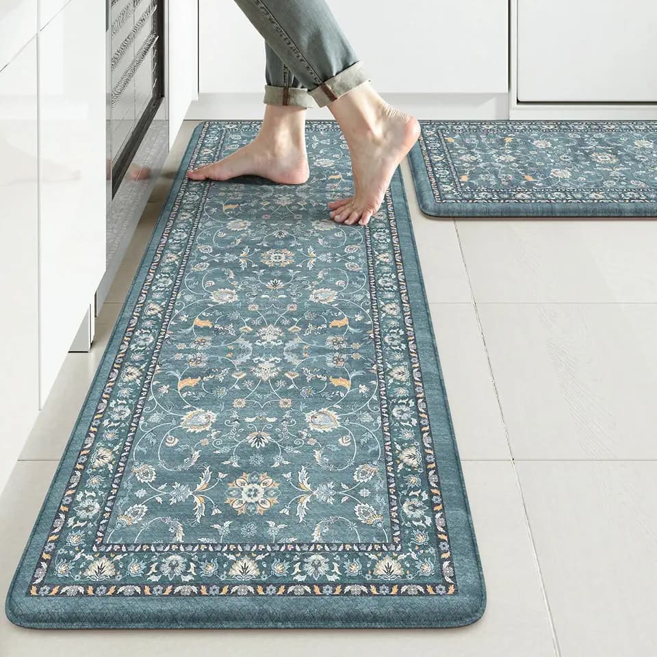 KIMODE Kitchen Floor Mat Anti Fatigue, Cushioned Kitchen Rug 2 Piece