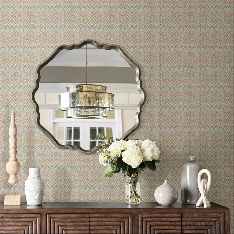 RoomMates Waverly Heartbeat Pink/Teal Peel and Stick Wallpaper
