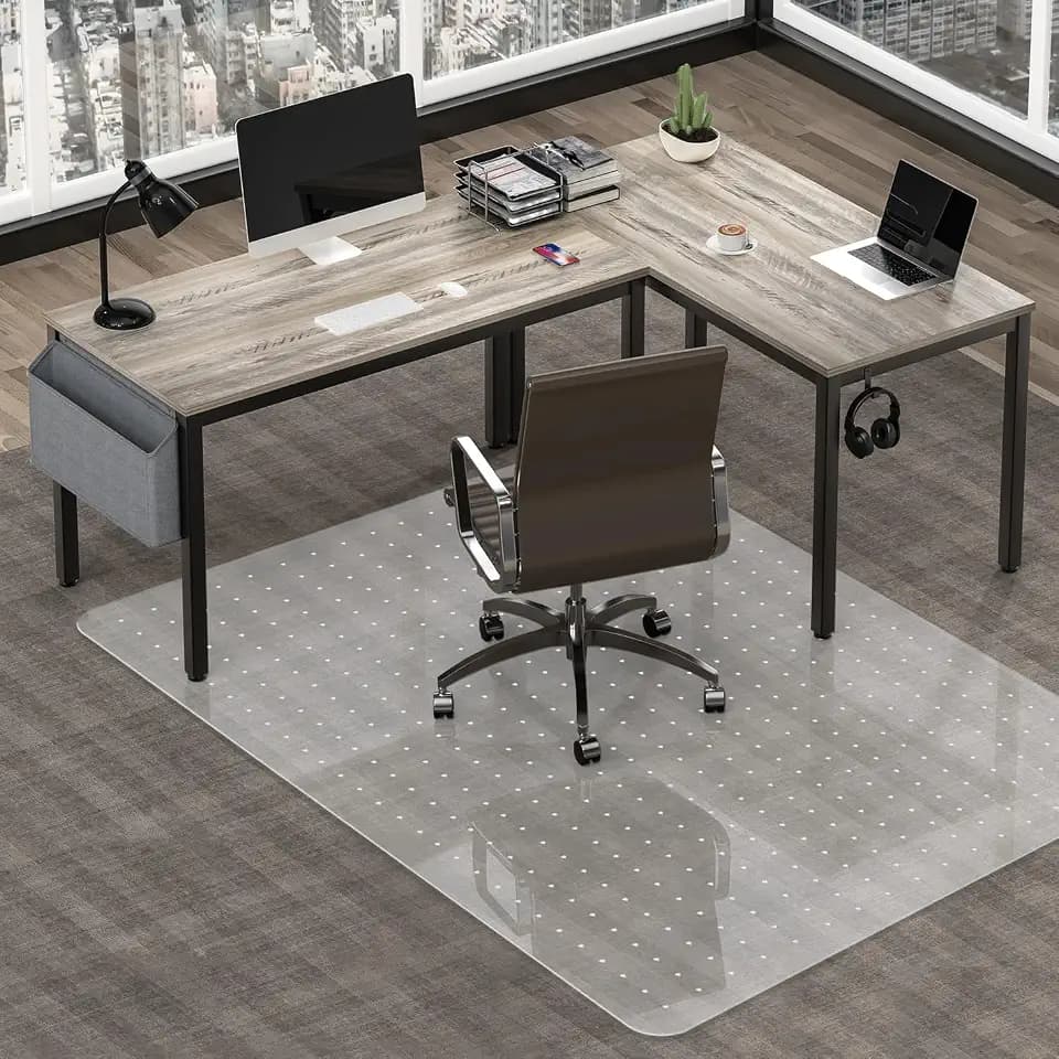 Chair Mat for Carpet, YOOMAYA 46" x 60" Office Chair Mat for Carpeted Floors, Easy Gliding Under Desk Carpet Protector, Slip Resistant Heavy Duty Plastic Floor Mat for Home, Gaming, Study Room (Clear)