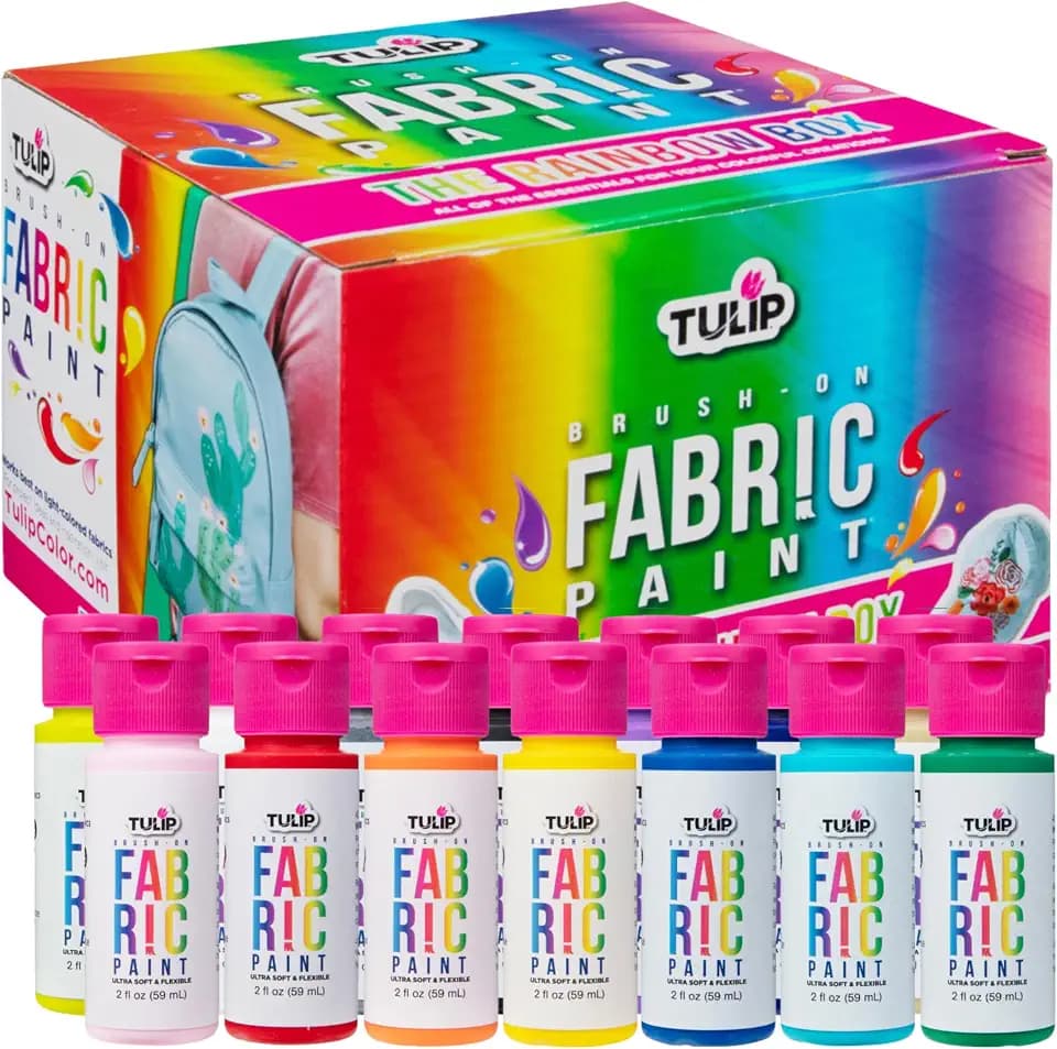 TULIP Brush-On Fabric Paint, 14 Colors, Permanent, Soft & Flexible, 2 fl oz