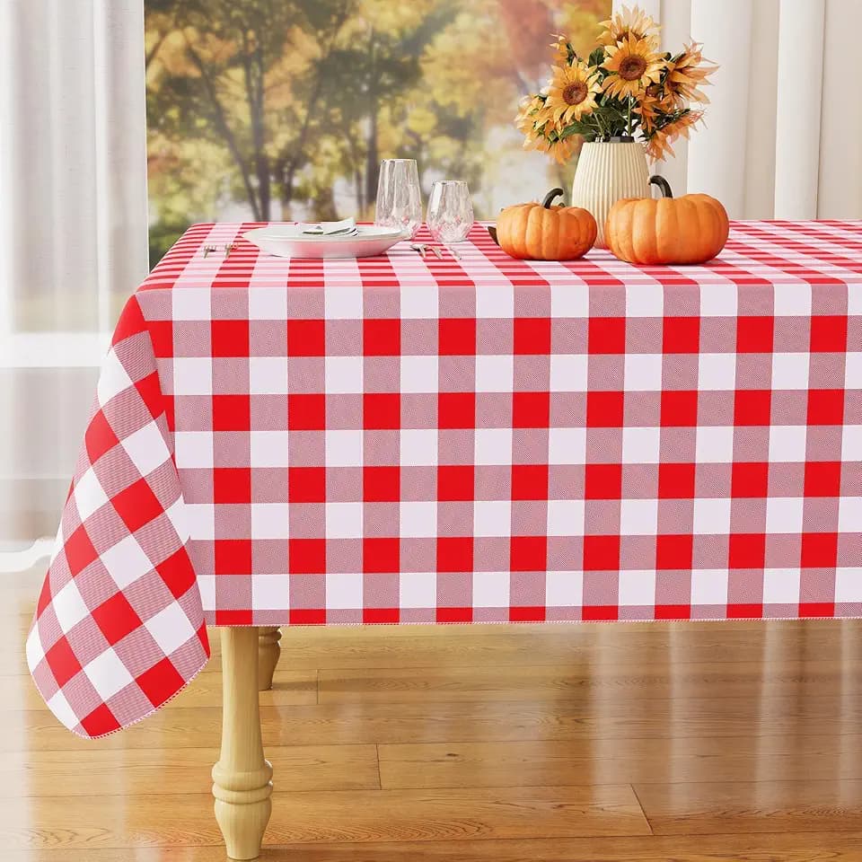 misaya Square Waterproof Vinyl Table Cloth, Flannel Backed Tablecloth