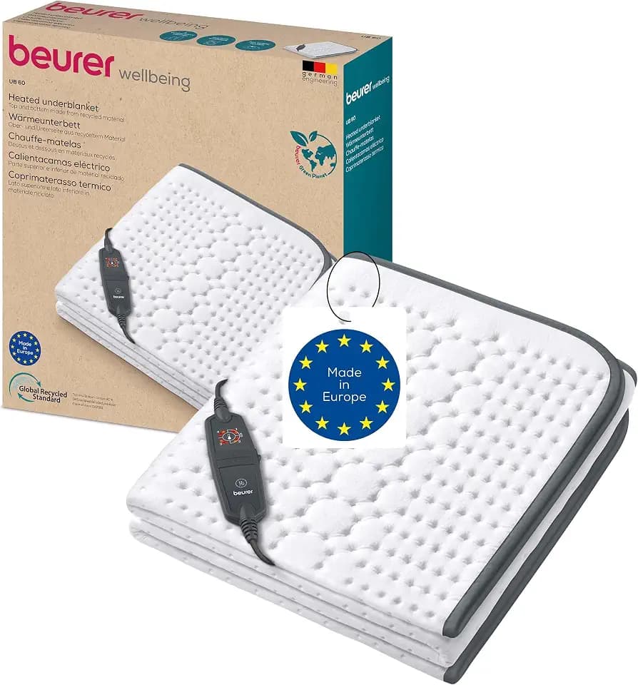 Beurer UB 60 Wärmeunterbett, Ober-& Unterseite aus 80% recyceltem Material
