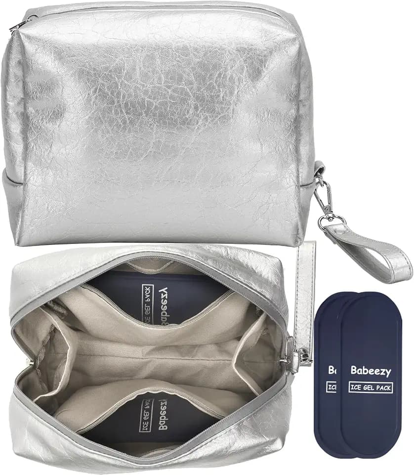 Insulated Cooling Makeup Bag with 2 Reusable Ice Packs (Medium)