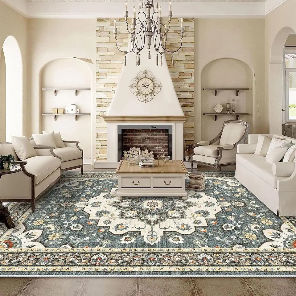 Area Rugs 10x12 Living Room Rug: Machine Washable Rug Soft Vintage Carpet