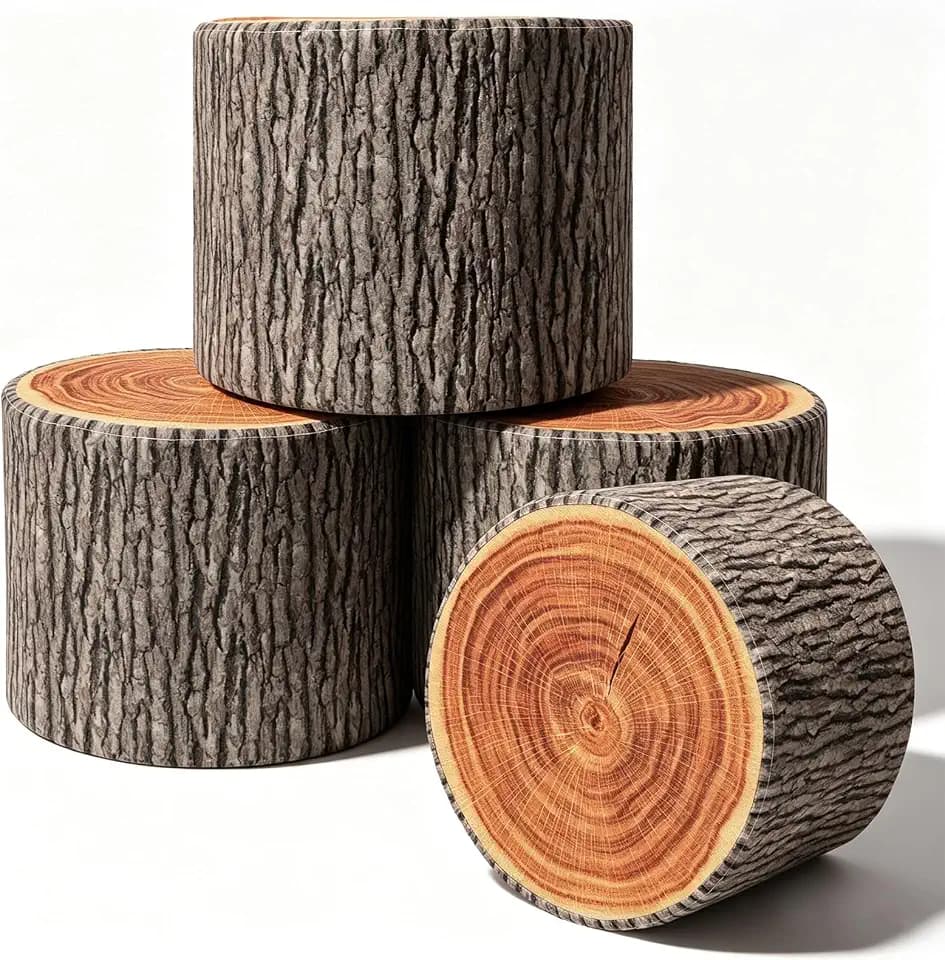 Leinuosen 4pcs Tree Stump Stool Round Throw Pillow Floor Cushion, 11 x 7.9