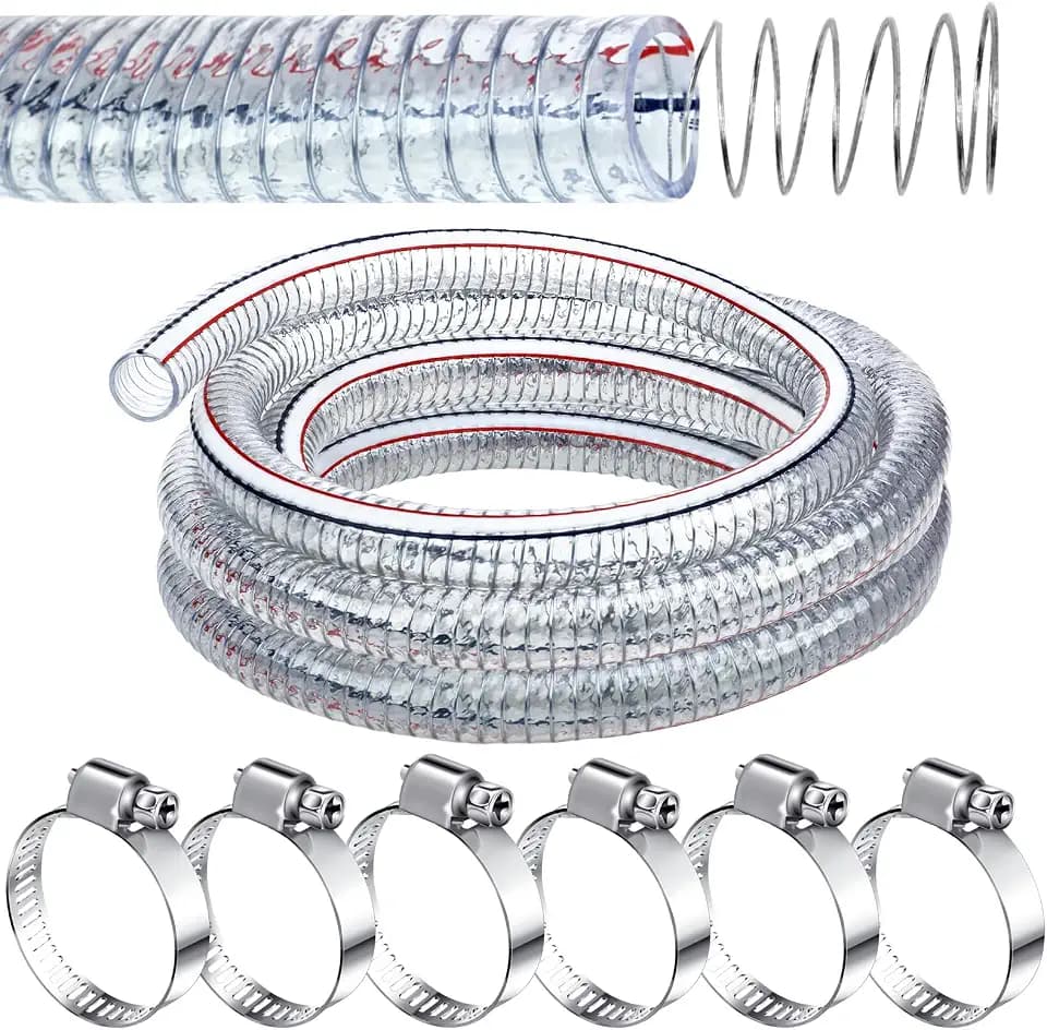 Frienda Flexible Hose Pvc Tubing with Fasteners, 1 Inch ID, 10 Ft
