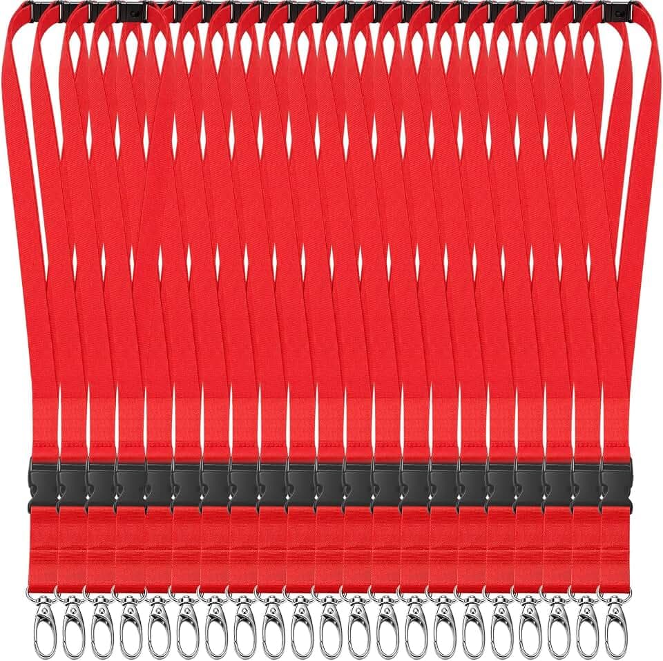 Windyun 100 Pcs Break Away Lanyards for ID Badges Detachable, Red