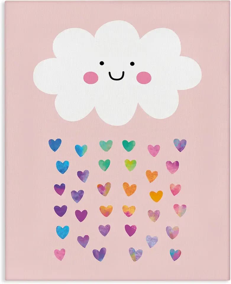 Stupell Industries Happy Cloud Rainbow Hearts, 24 x 30 Inch Canvas Wall Art