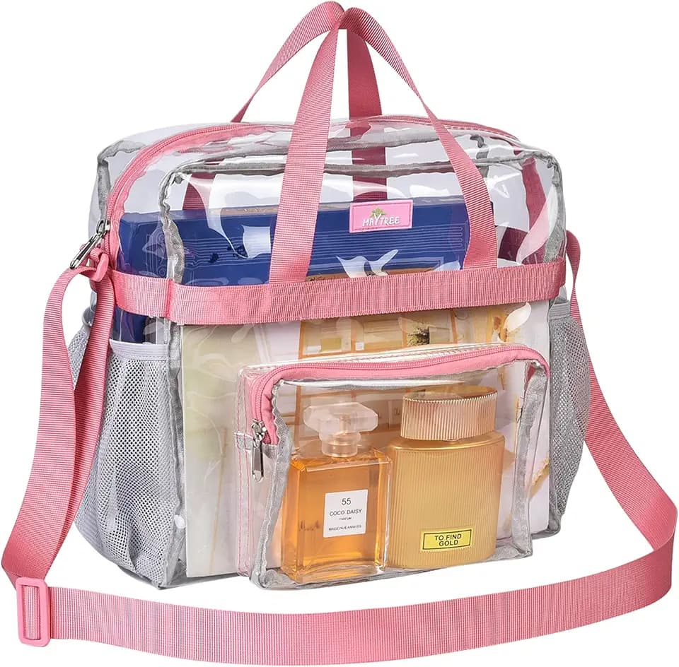 MAY TREE Clear Bag for Stadium Events, 12x5.5x12 Clear Tote Bag for Work