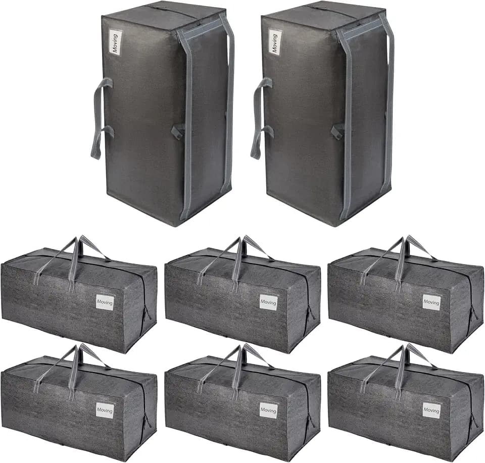VENO 8 Pack Heavy Duty Moving Bags with Backpack Straps, Zippers & Handles, Extra Large Packing Bags for College Dorm Essentials, Moving Supplies Alternative to Cardboard Moving Boxes