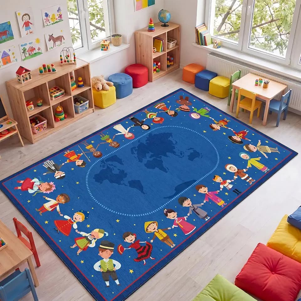 Drydiet 11.8 x 6.6 ft Classroom Rug Elementary Daycare Rug Multicultures