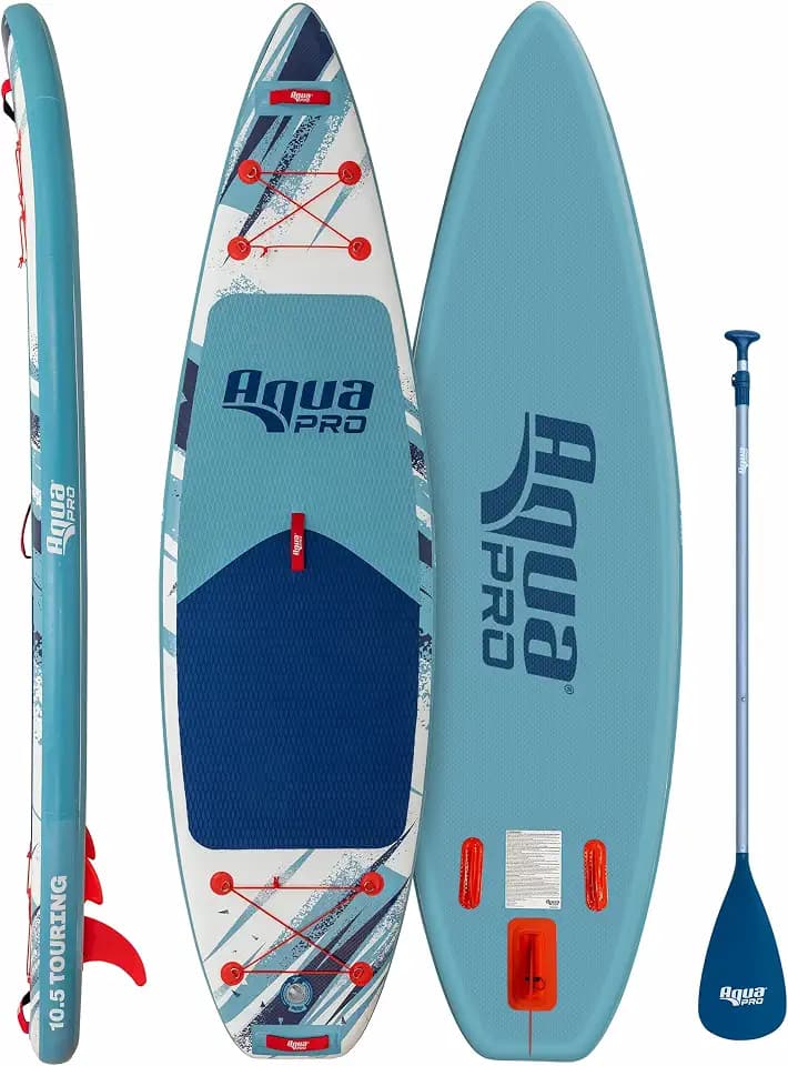 Aqua PRO Halcyon Touring Inflatable Stand-Up Paddleboard iSUP, Sleek Stable Design with Non-Slip EVA Deck, Includes Paddle, Ankle Leash, Pump and Carry/Storage Bag