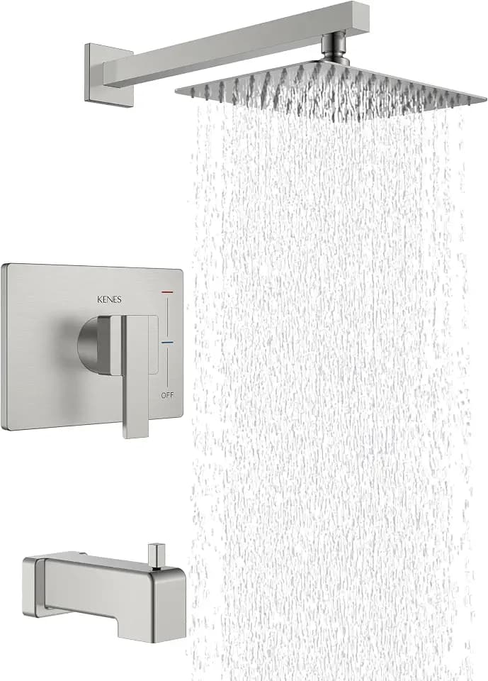 KENES Brushed Nickel Shower Set with Tub Faucet, Tub and Shower Trim Kit