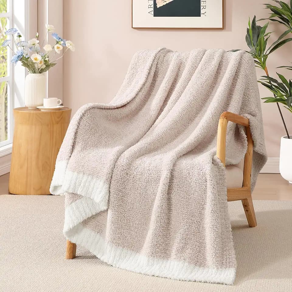 WRENSONGE Soft Throw Blanket for Couch-Cozy Reversible Knitted BlanketsW