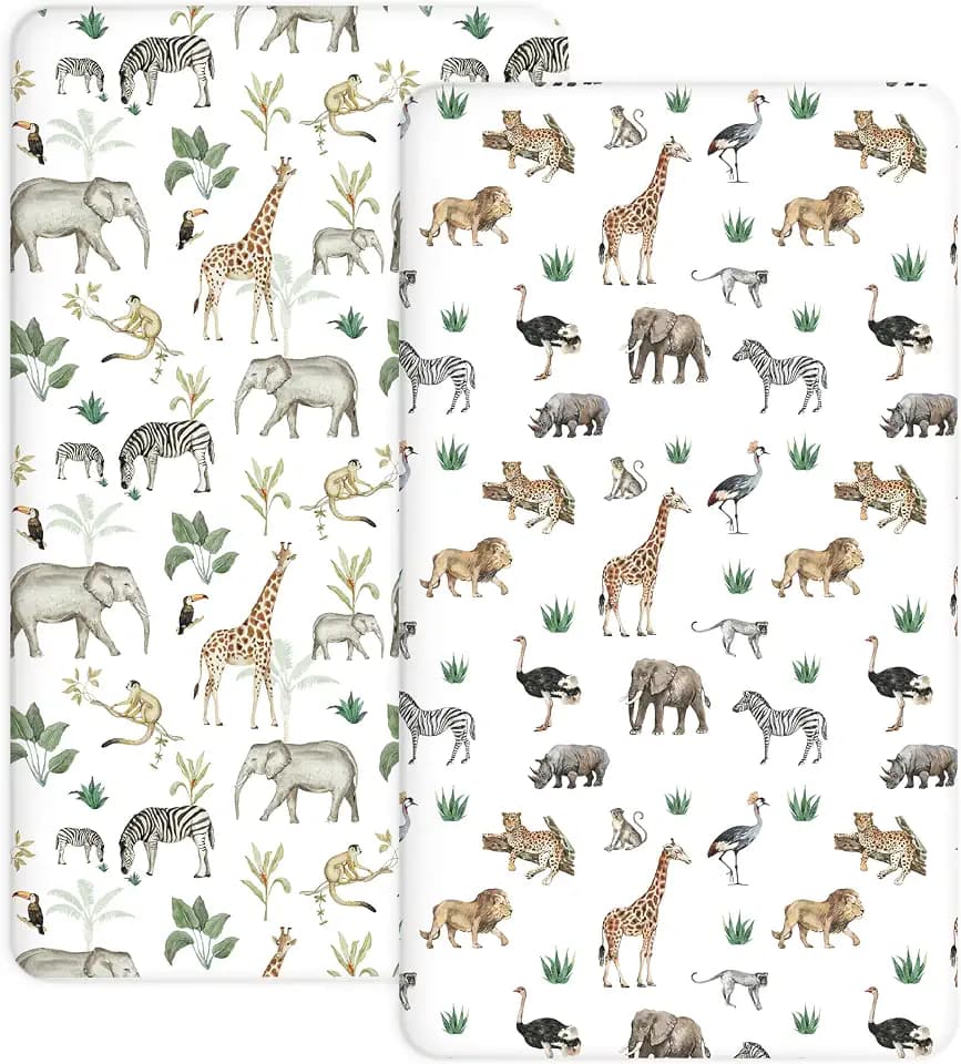 Crib Sheets 2 Pack, 28"x52" Fitted Baby Sheets for Boys & Girls
