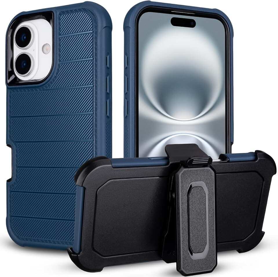 for iPhone 16 Case with Clip, Blue