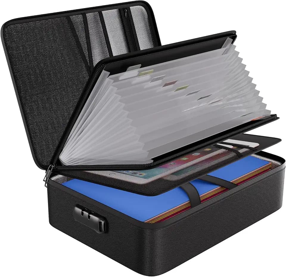 ENGPOW Fireproof Document Organizer Bag with Lock & Accordion File Folder