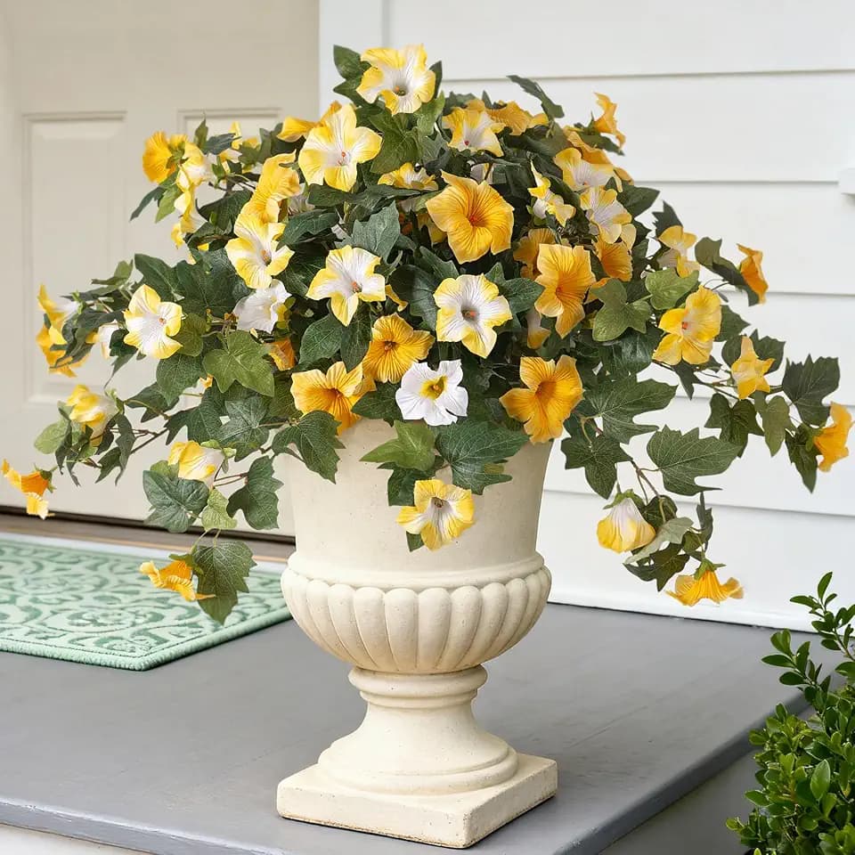 Ammyoo Artificial Fake Petunia Flowers for Outdoor Decoration