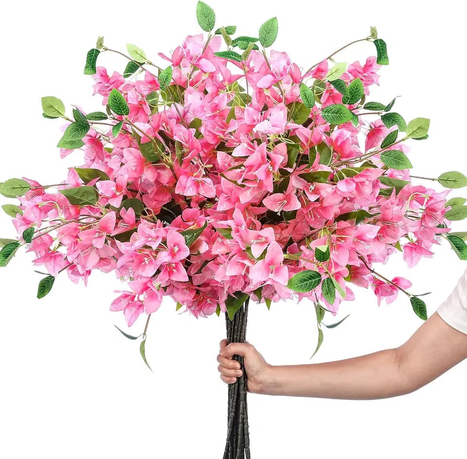 30 Pcs Fake Bougainvillea Bulk Silk Flower UV Resistant, Pink