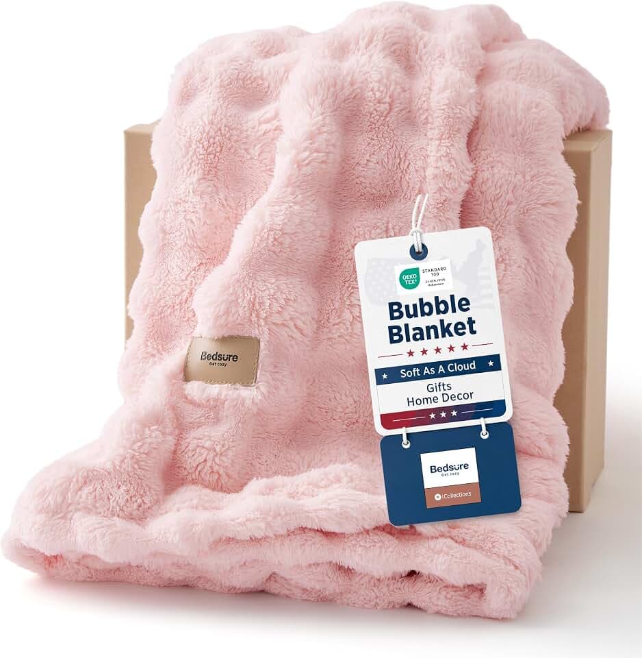 Bedsure Cloud Bubble Throw Blanket, Girls Room Decor, Pink, 50"×60"