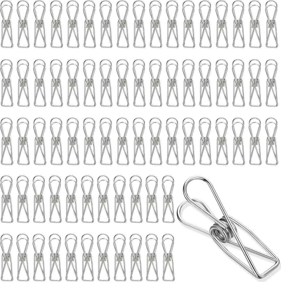 Sabary 100 Pcs Paper Clip Metal Wire Clothespin, Small, Silver