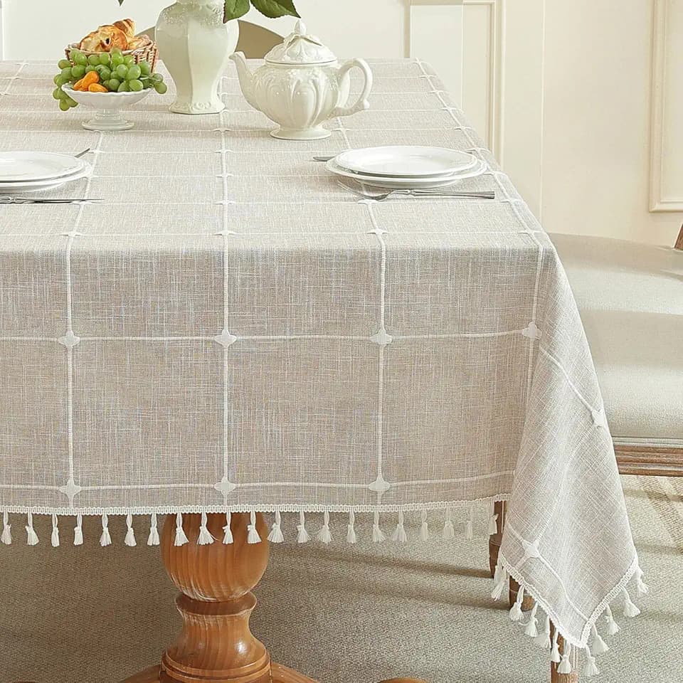 Alsoo Waterproof Tablecloths for 6 Foot Rectangle Tables Rustic Plaid Tablecloth Cotton Linen Cloth Wrinkle Free Table Cloths for Parties, Kitchen Dining, Holiday, Christmas (4-6 Seats, 55x75 Inches)