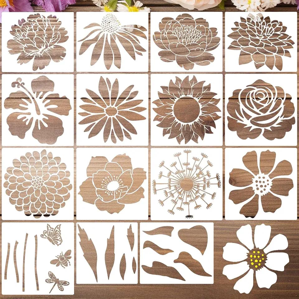 Large Flower Stencils for Wood Fence Floral Stencil