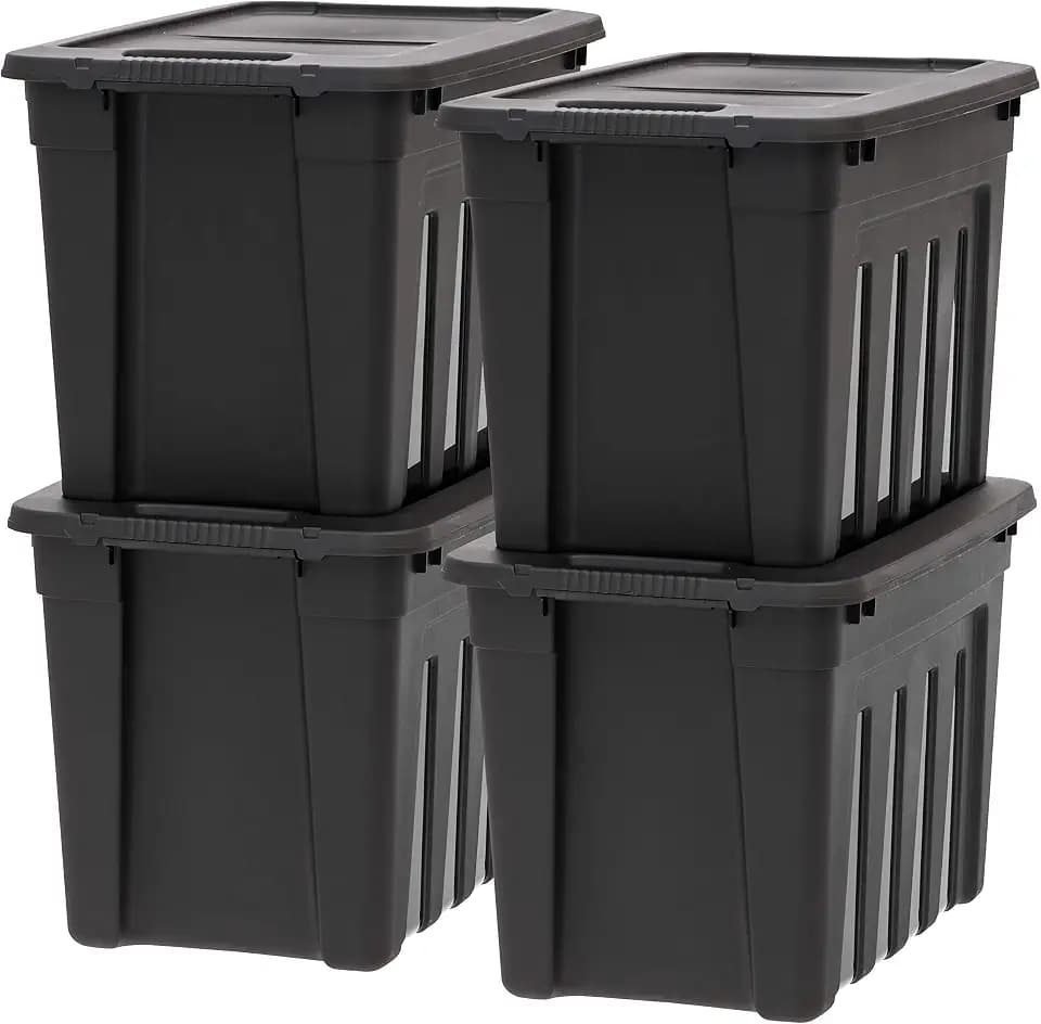 IRIS USA 4-Pack 20 Gal Heavy Duty Storage Totes with Lids, Black