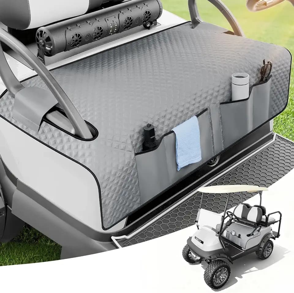 Tecoom Universal Golf Cart Seat Covers with Armrest Strap and Pockets, Gray