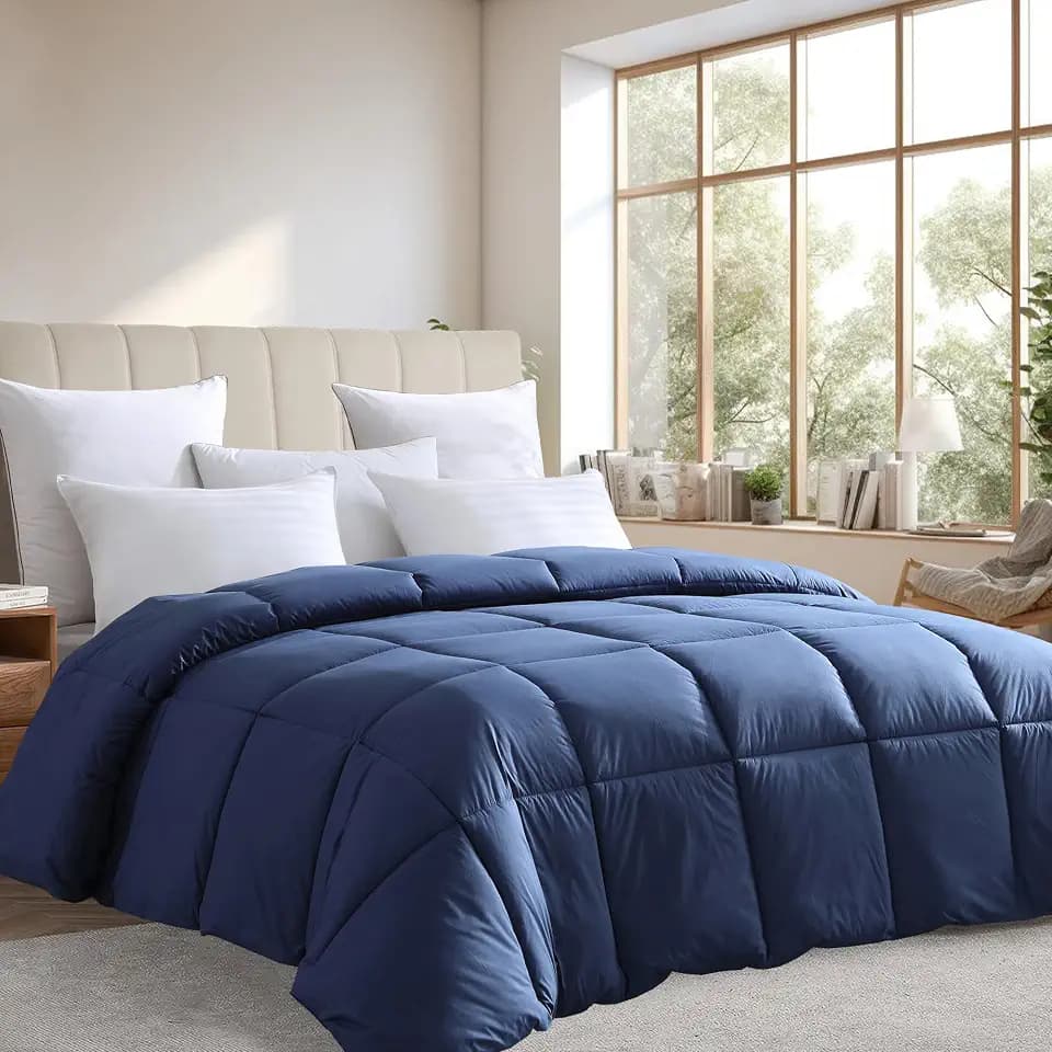 Farm To Home Organic Cotton Down Alternative Comforter Queen Size,Navy