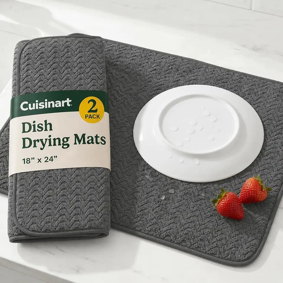 Cuisinart Dish Drying Mat for Kitchen Counter, 2-Pack XL 18"x24"