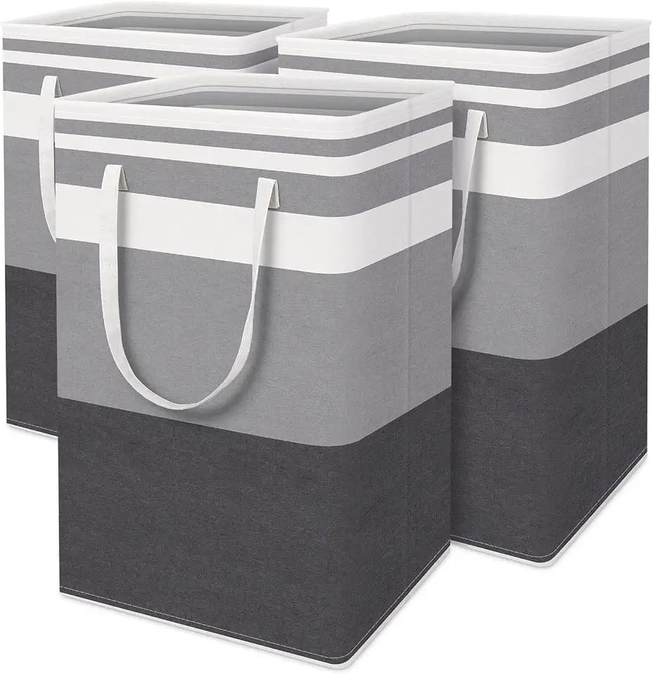 HomeHacks Laundry Basket Hamper, 3‑Pack 75L Collapsible Clothes Storage