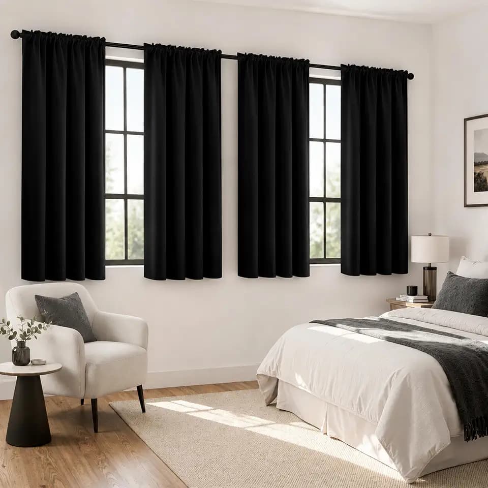 MIULEE Black Blackout Curtains 72 Inch Length for Bedroom Set of 4 Panels