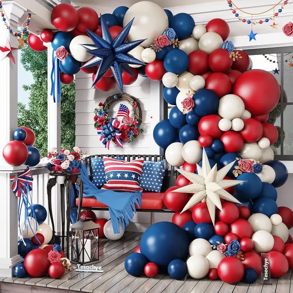 Tesochye Red White and Blue Balloon Arch Kit,Patriotic Balloon Arch Kit